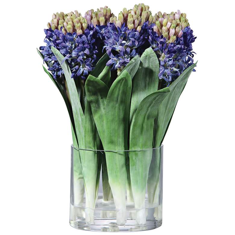 Etta 15 1/2&quot; High Blue Hyacinth Bouquet Faux Flowers in Vase