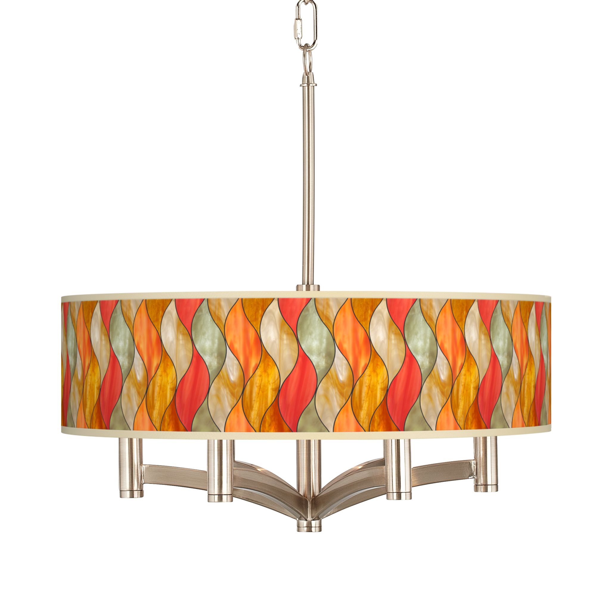 Flame Mosaic Ava 6-Light Nickel Pendant Chandelier