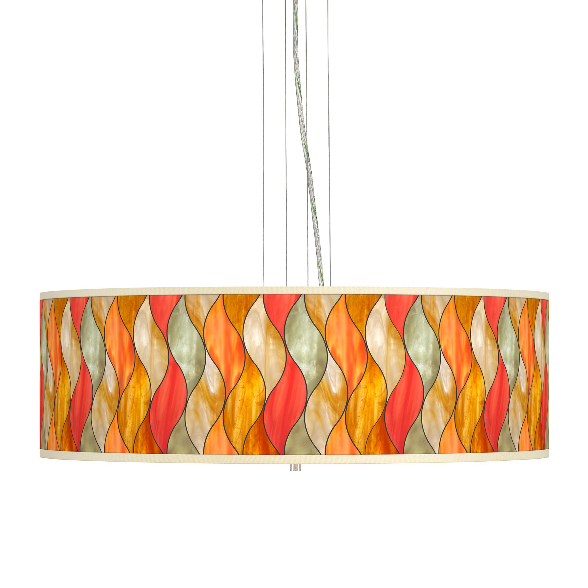 Flame Mosaic Giclee 24" Wide 4-Light Pendant Chandelier