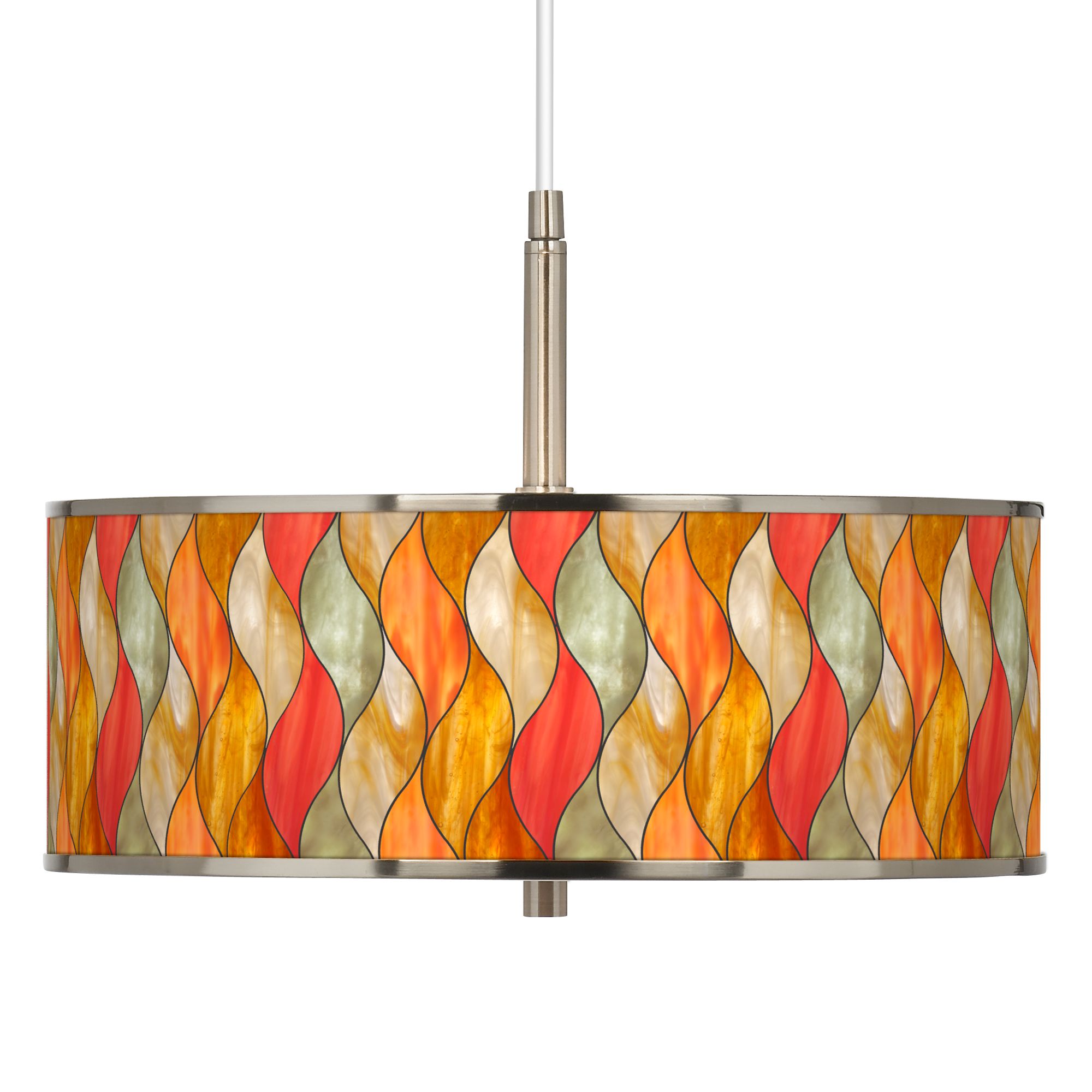 Flame Mosaic Giclee Glow 16" Wide Pendant Light