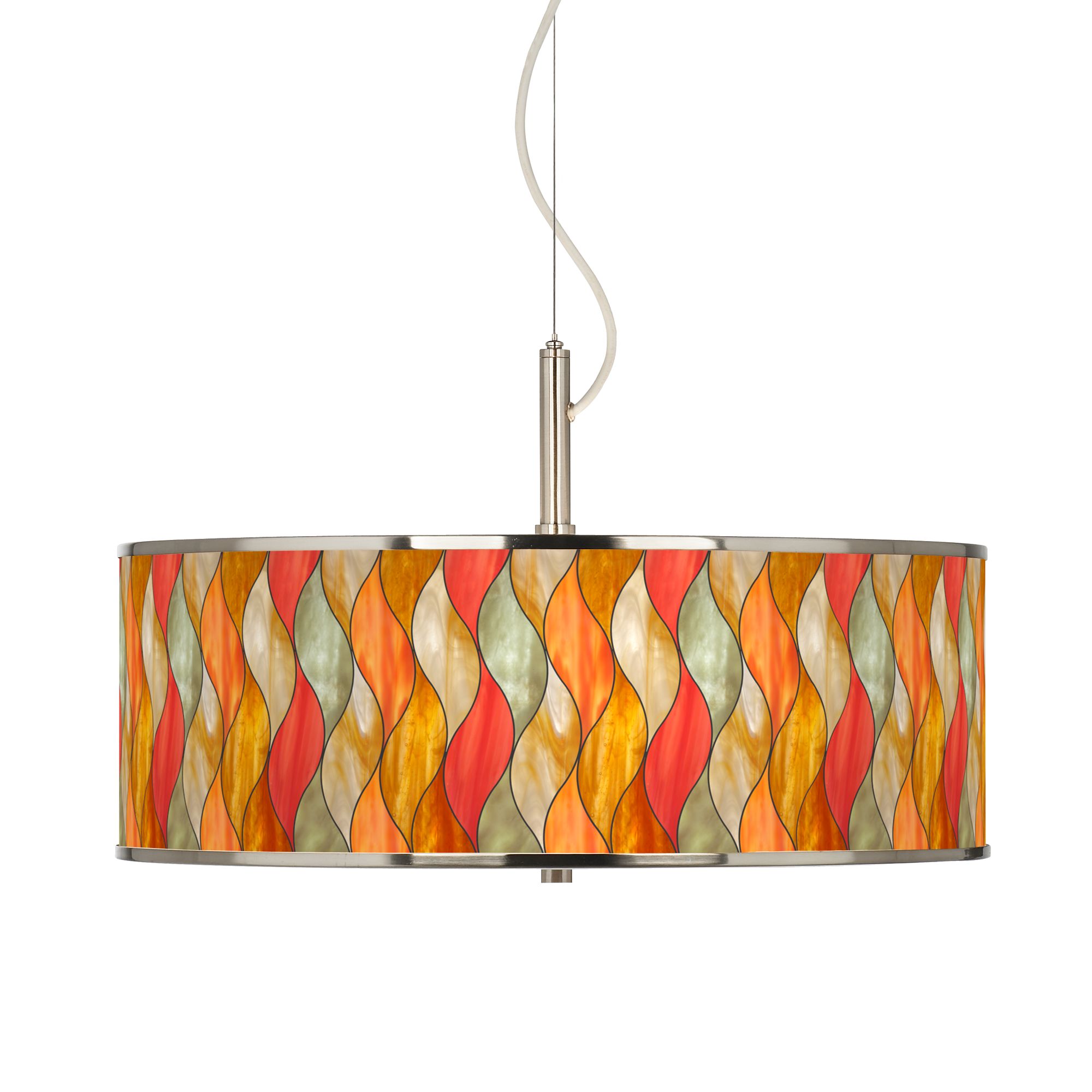 Flame Mosaic Giclee Glow 20" Wide Pendant Light