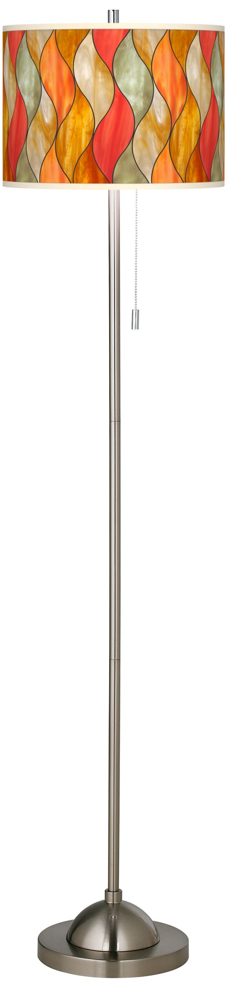 Flame Mosaic Brushed Nickel Pull Chain Floor Lamp