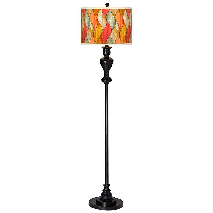 Flame Mosaic Giclee Glow Black Bronze, Glow Floor Lamp