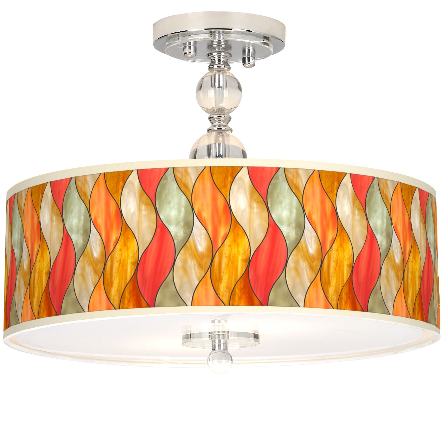 Orange Chrome Semi Flush Mount Close To Ceiling Lights