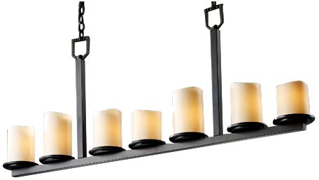 7-Light Dark Bronze & Creme Faux Candle Bar Chandelier