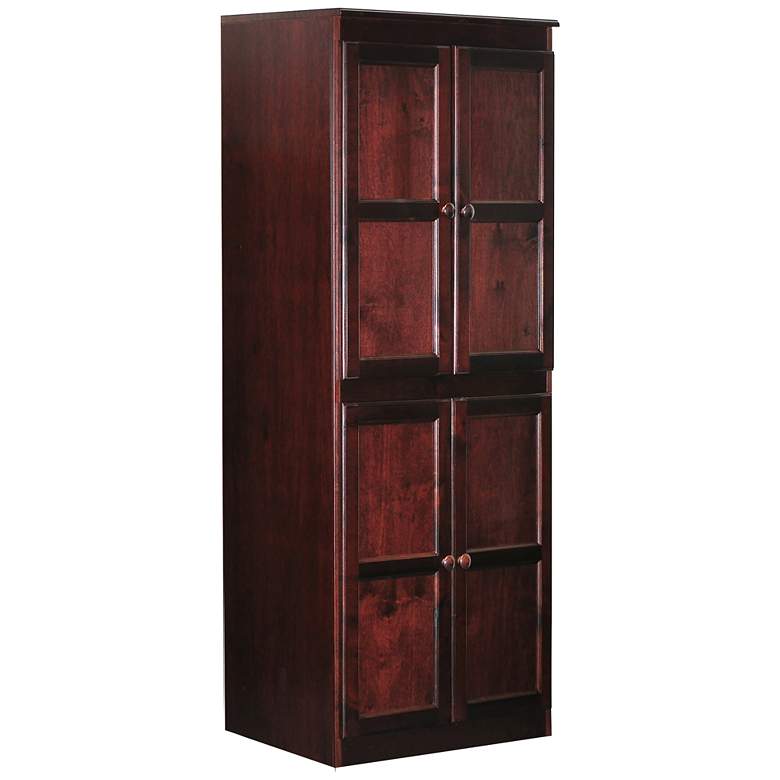 Concepts in Wood 72&quot; High Cherry Wood 5-Shelf Storage Cabinet