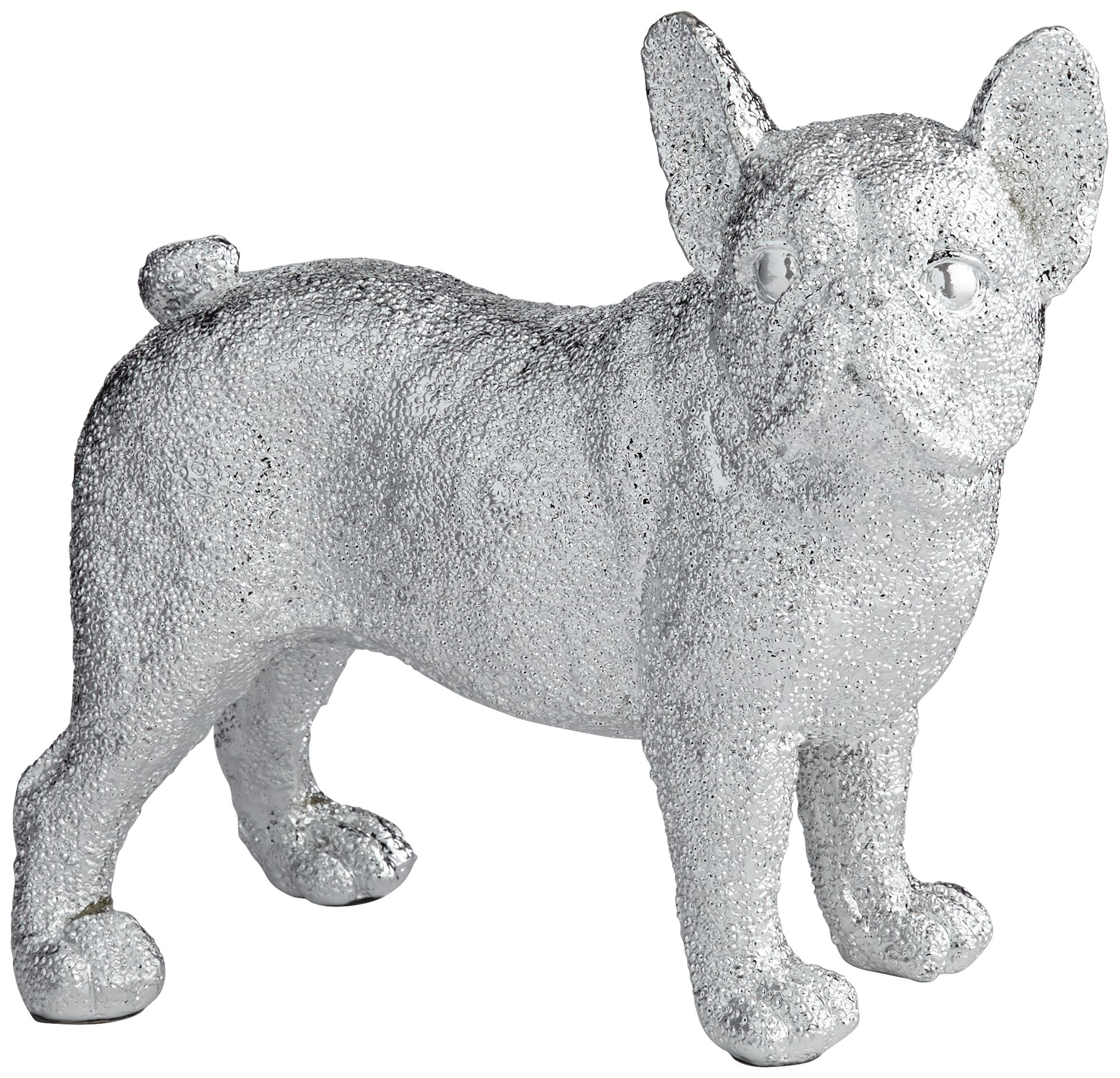 Rover 8" High Electroplated Silver Bulldog Sculpture