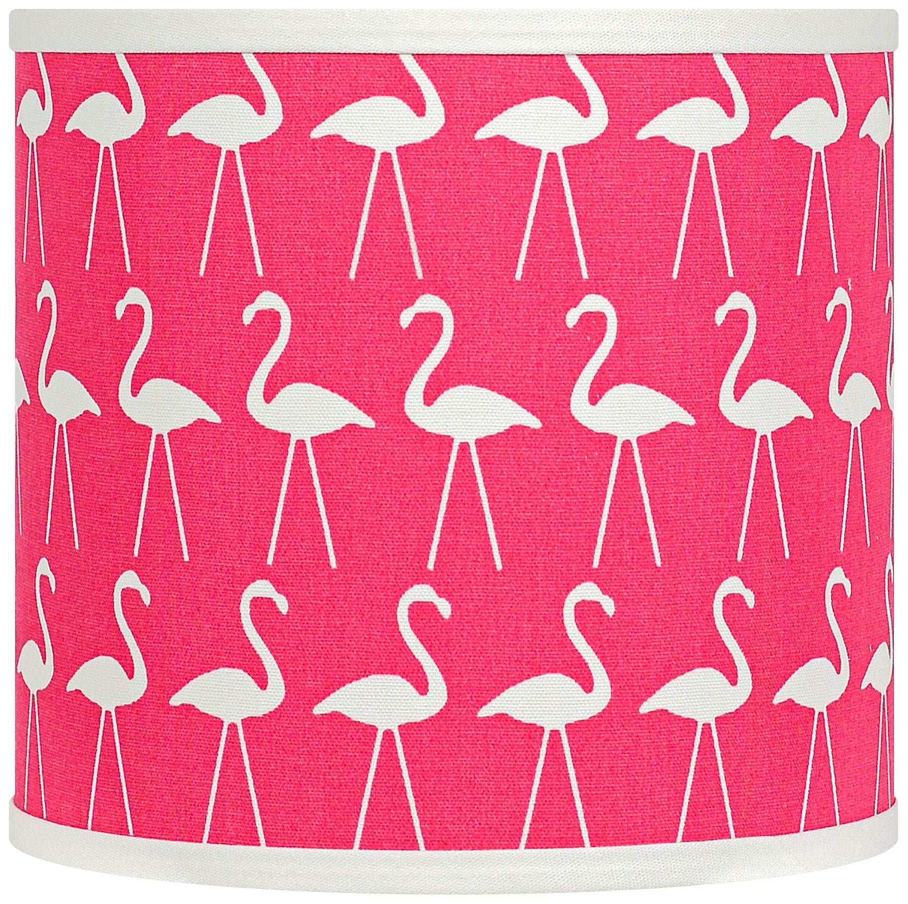 Flamingo Candy Pink - White Drum Lamp Shade 8x10x9 (Spider)