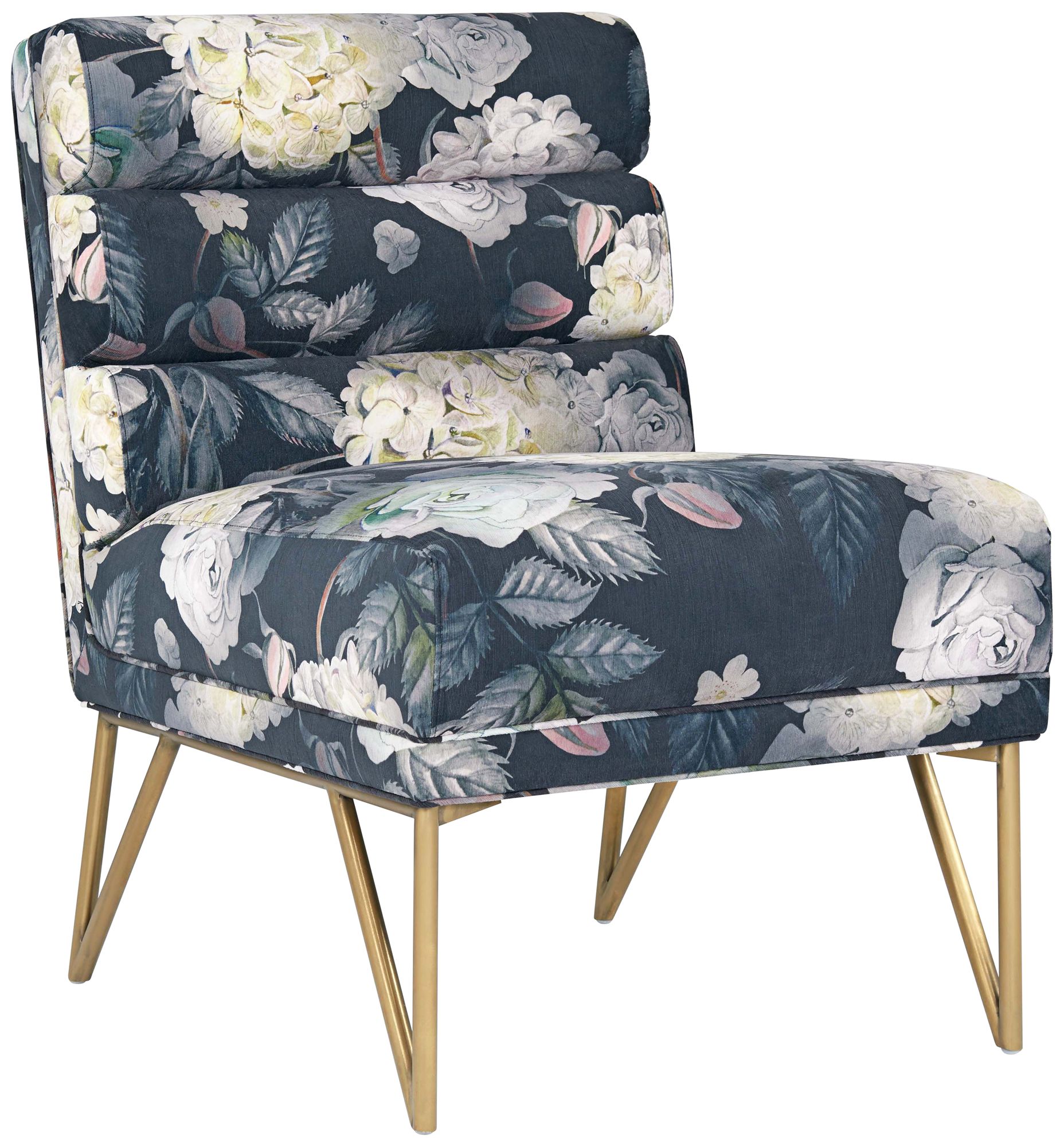 Kelly Floral Channel Tufted Velvet Accent Chair