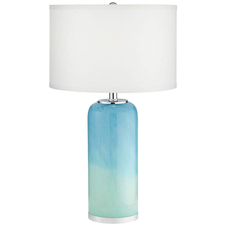 Image 2 Nimbus Blue Art Glass Accent Table Lamp with Night Light