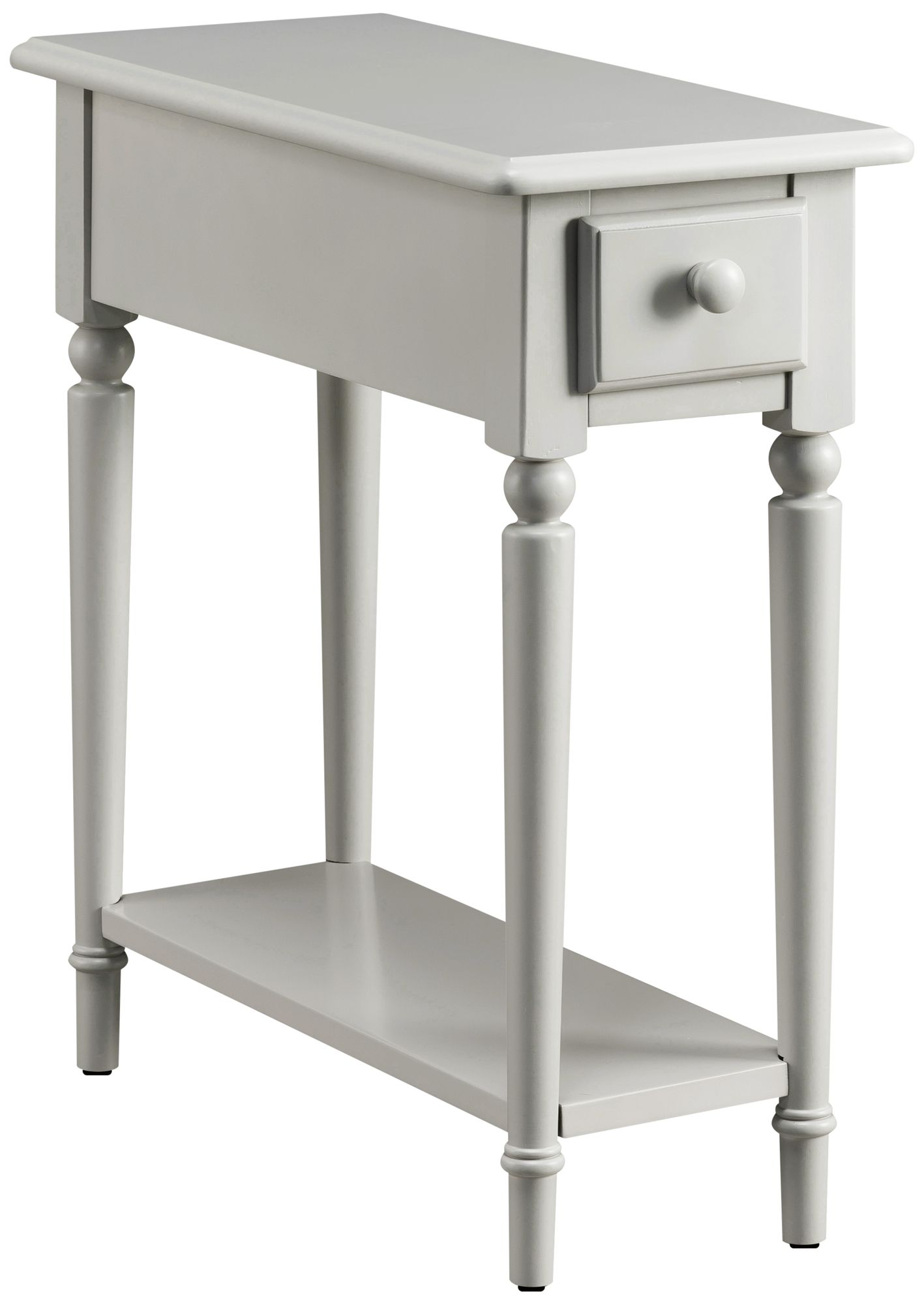 Greige 10" Wide Gray 1Drawer 1Shelf Narrow Chairside Table 74P66