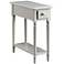 Greige 10" Wide Gray 1-Drawer 1-Shelf Narrow Chairside Table