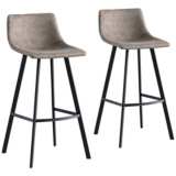 Leick Dapple 29 1/2&quot; Gray Faux Leather Bar Stools Set of 2