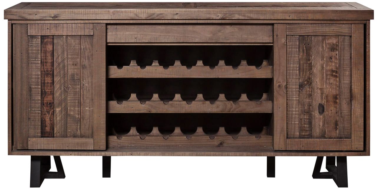 Prairie 72" Wide Natural and Black Wine Holder Sideboard