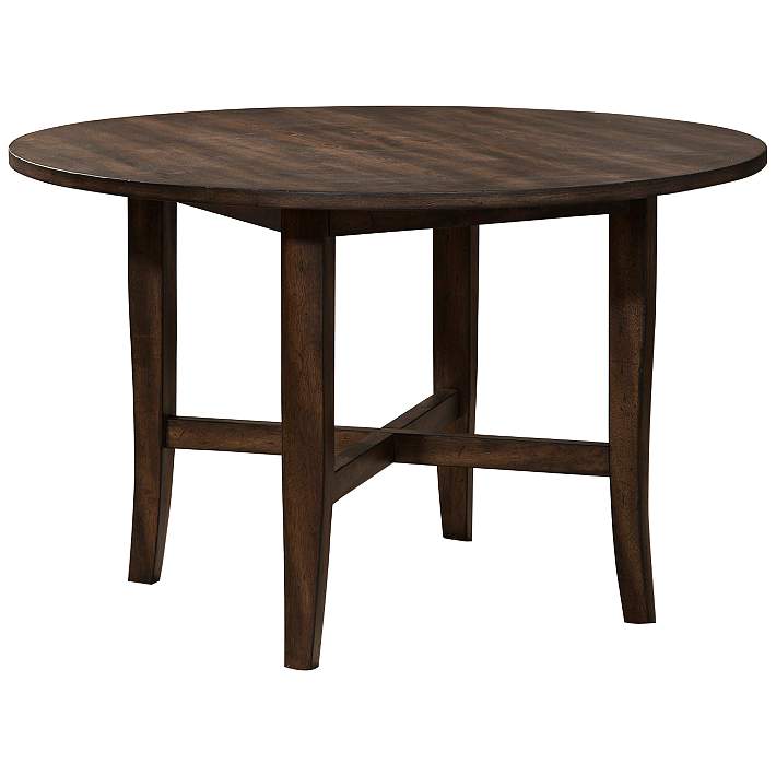 Arendal 47 Wide Burnished Dark Oak, Dark Wood Round Dining Table