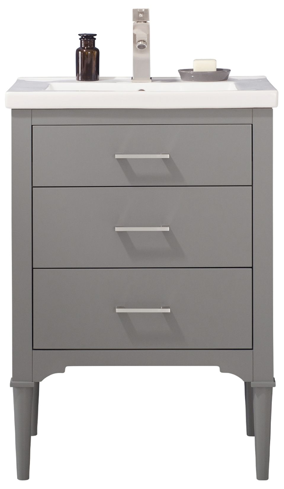 Mason 24" Wide 3-Drawer Porcelain Gray Single Sink Vanity