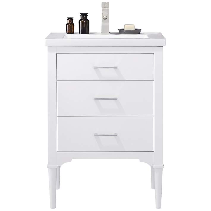 Mason 24 Wide 3 Drawer Porcelain White, White Vanity With Drawers