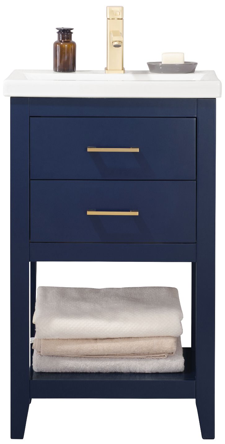 Cara 20" Wide 2-Drawer Porcelain Blue Single Sink Vanity