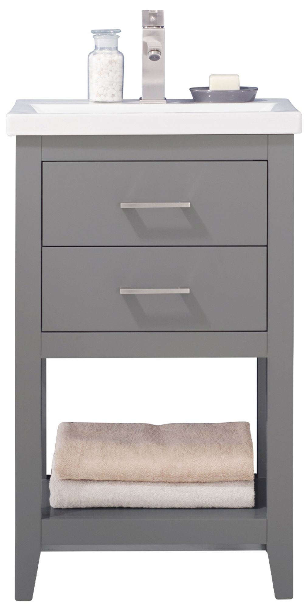 Cara 20" Wide 2-Drawer Porcelain Gray Single Sink Vanity