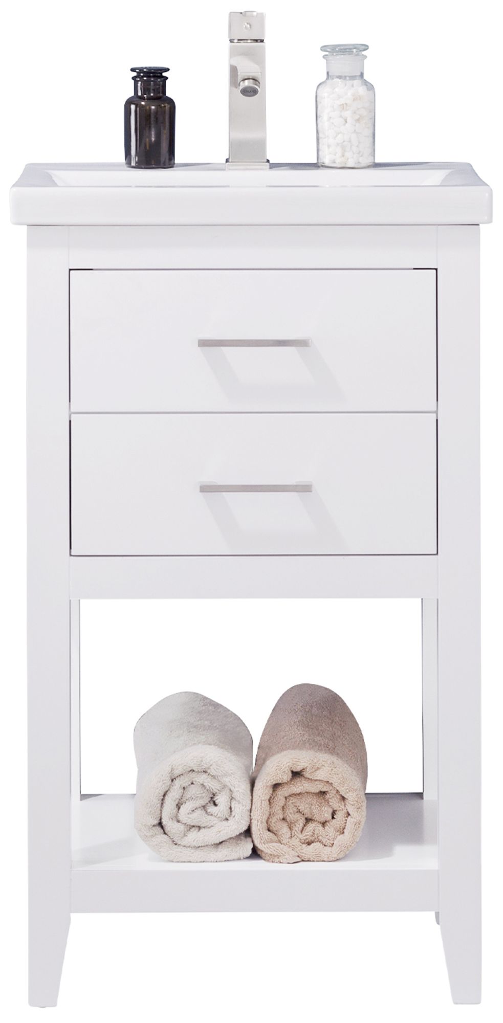 Cara 20" Wide 2-Drawer Porcelain White Single Sink Vanity