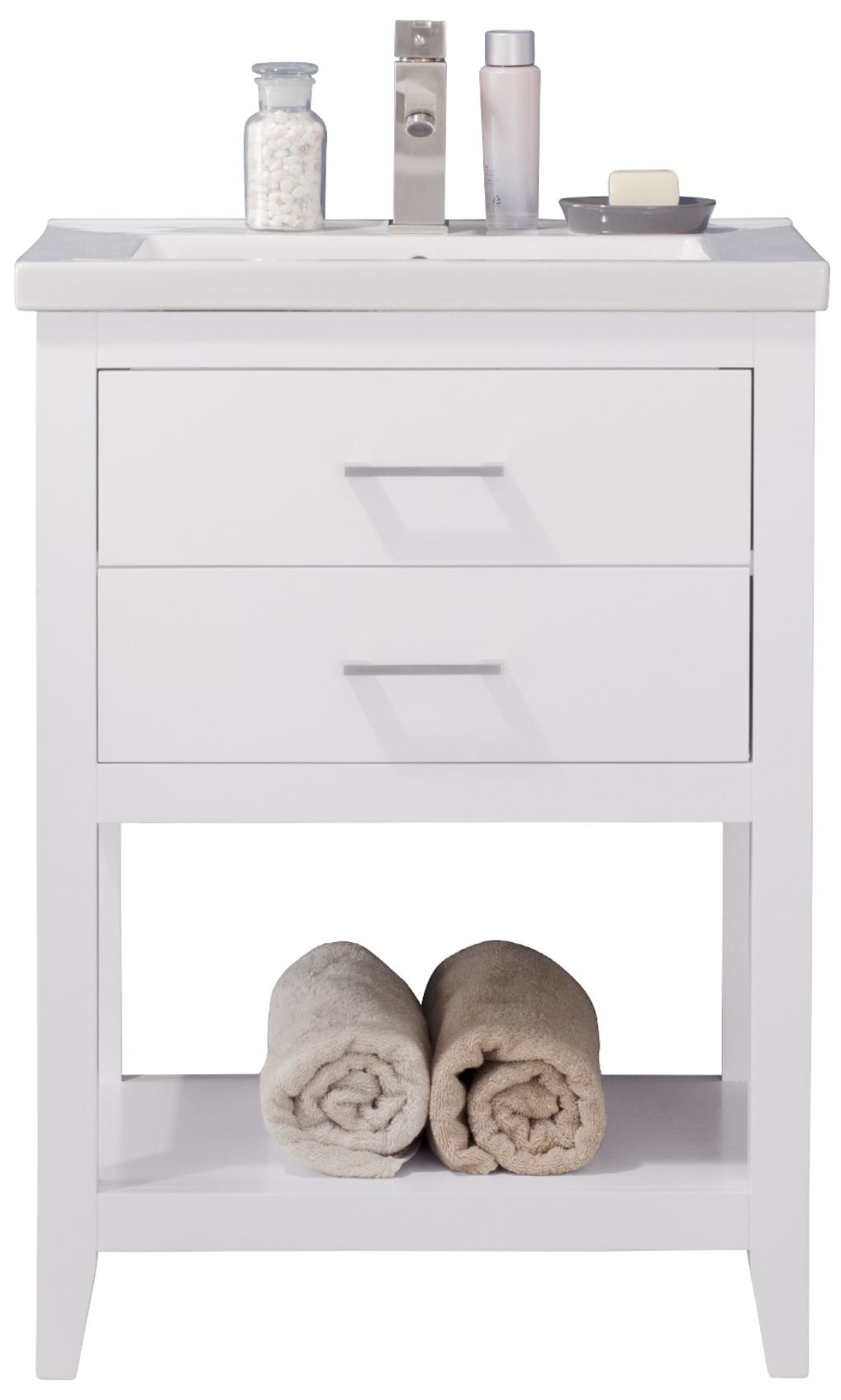 Cara 24" Wide 2-Drawer Porcelain White Single Sink Vanity