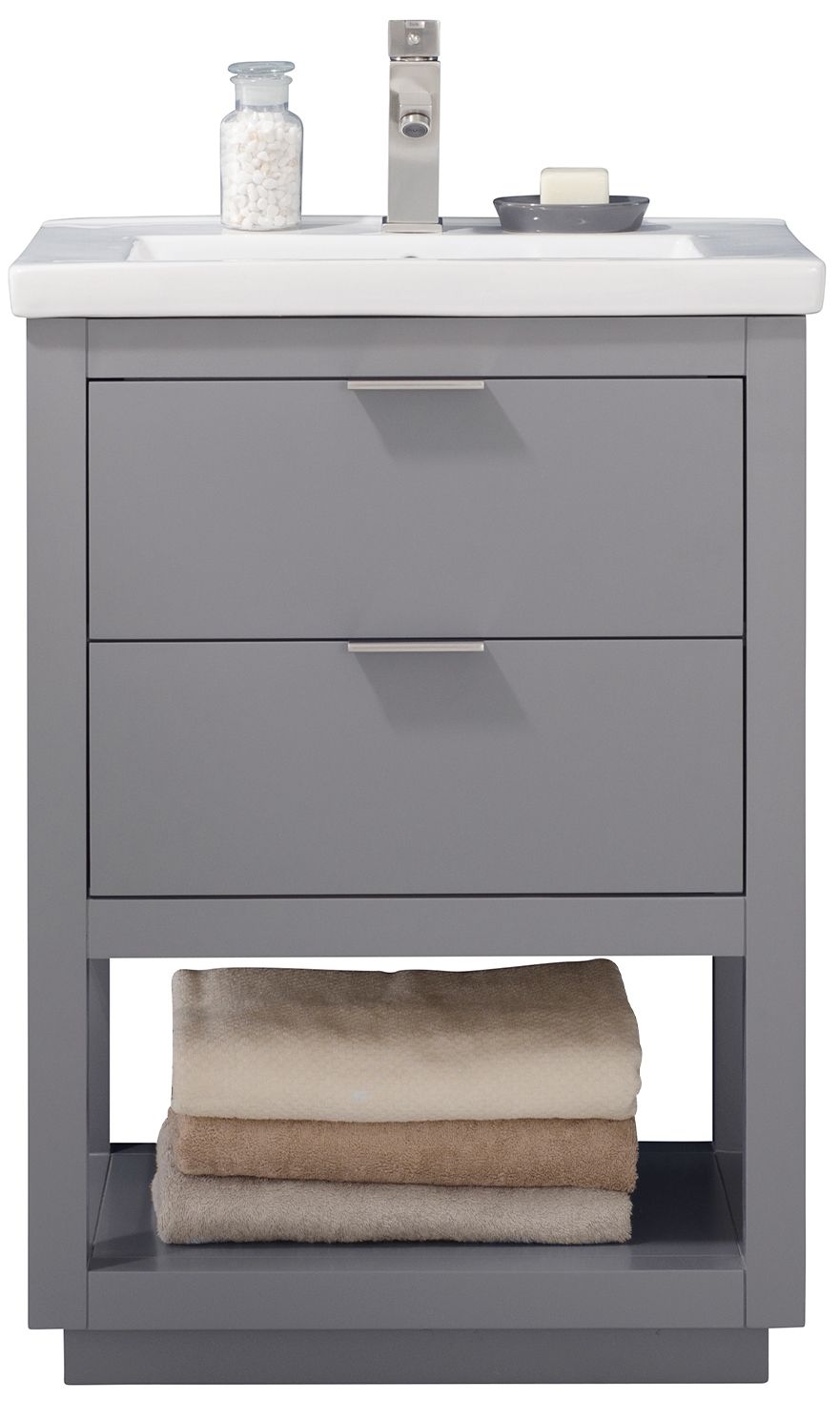Klein 24" Wide 2-Drawer Porcelain Gray Single Sink Vanity