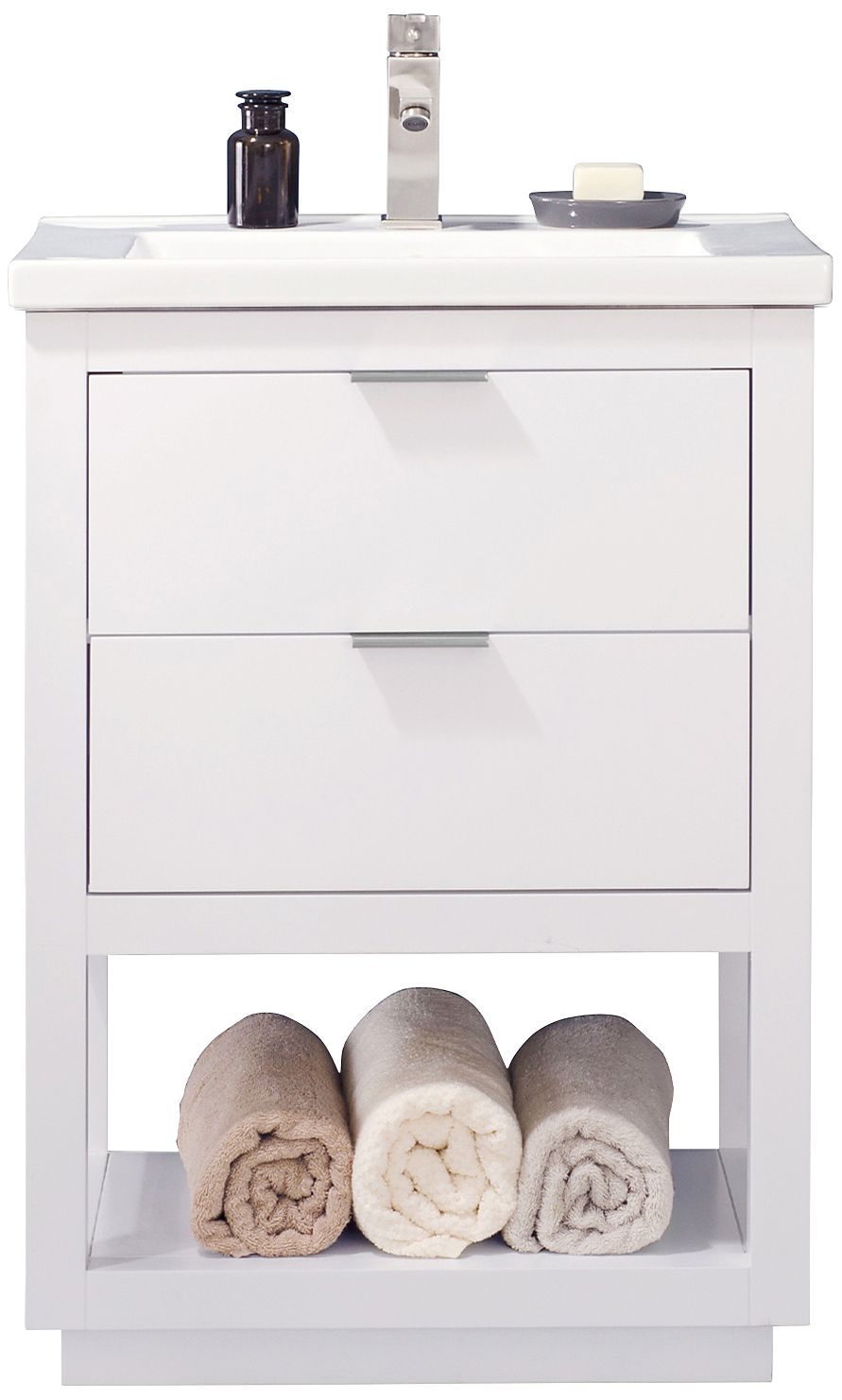 Klein 24 Wide 2 Drawer Porcelain White Single Sink Vanity