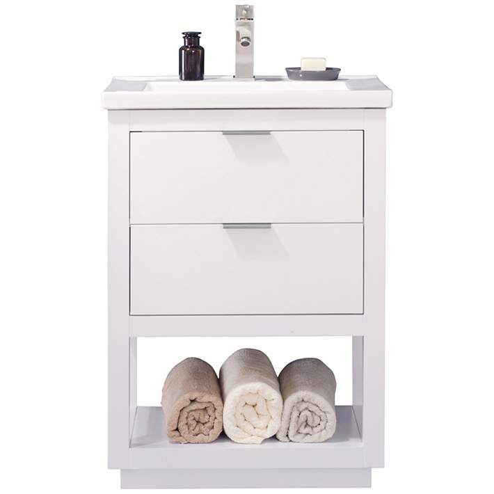 Klein 24 Wide 2 Drawer Porcelain White Single Sink Vanity