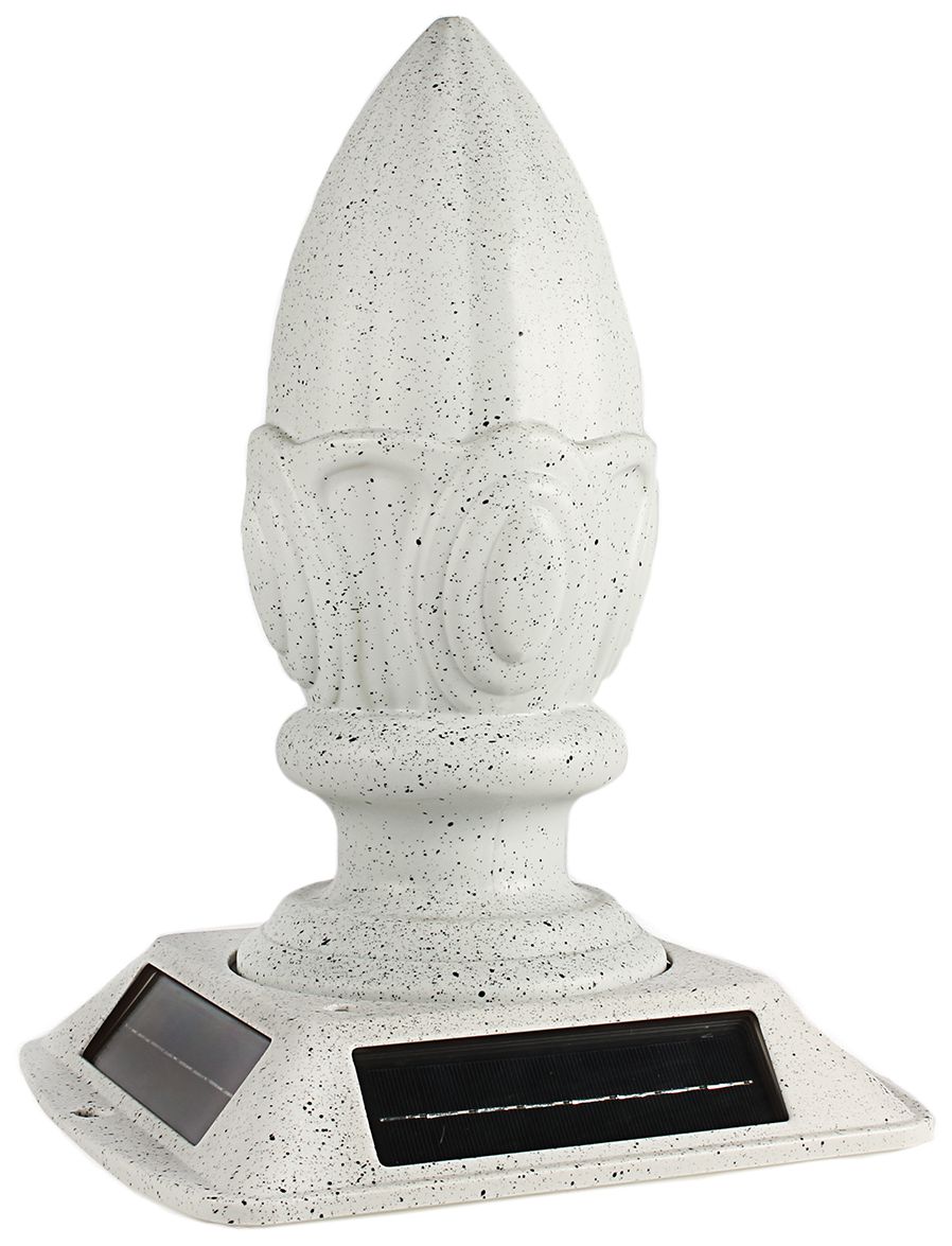 Acorn Finial Speckled Gray Dusk-to-Dawn LED Solar Light