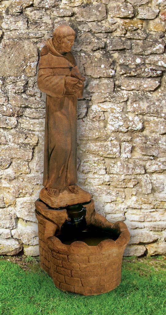 St. Francis 42" HIgh Cast Stone Garden Fountain