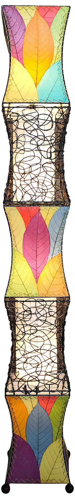 Pagoda Multi-Color Cocoa Leaves Wave-Like Floor Lamp