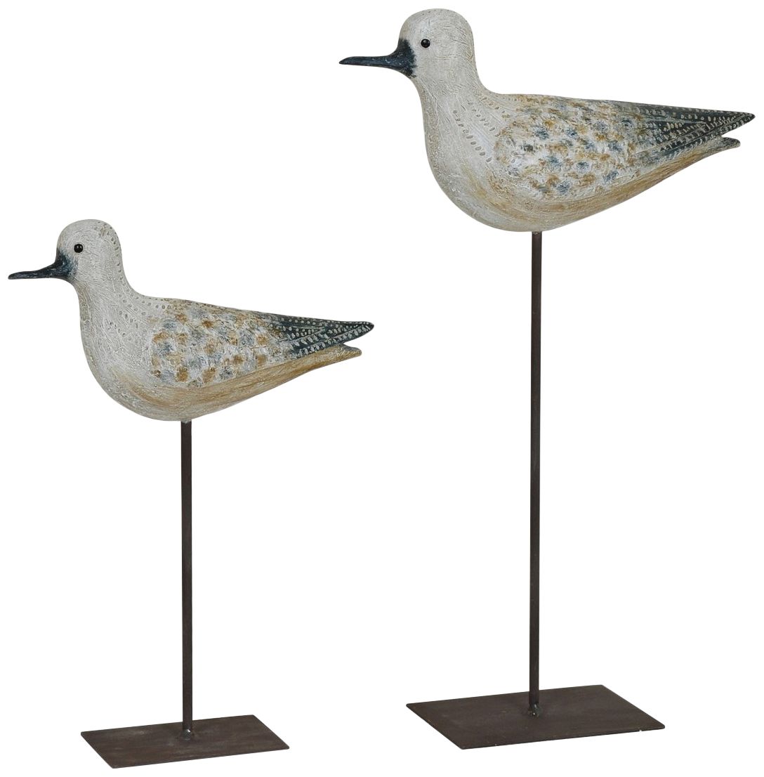 Crestview Collection Coastal Bird Off-White Statues Set of 2