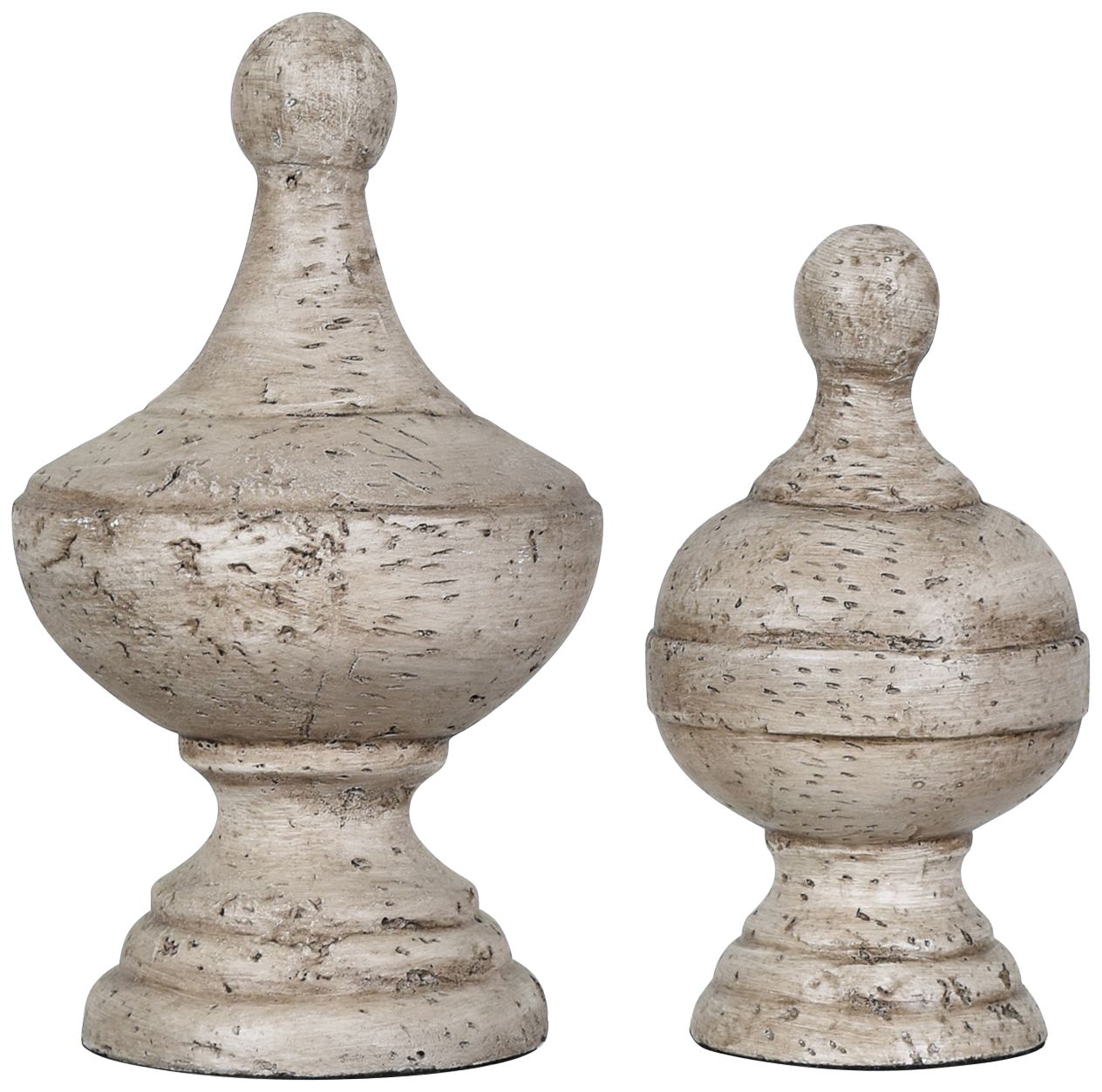 Crestview Collection Antique White Post Finials Set of 2