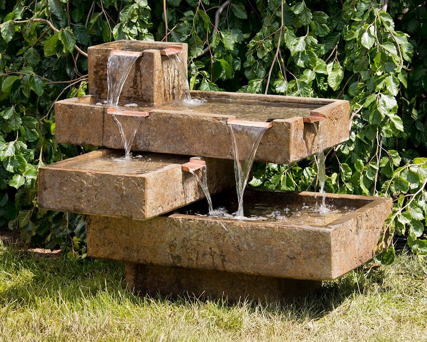 Bauhaus 28" High Waterfall Fountain with LED Light