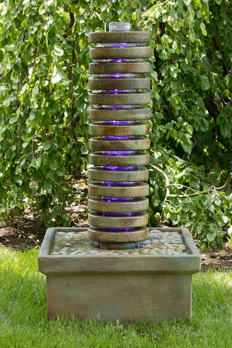 Luminaire Round 57 1/2" Modern Fountain with LED Light Show