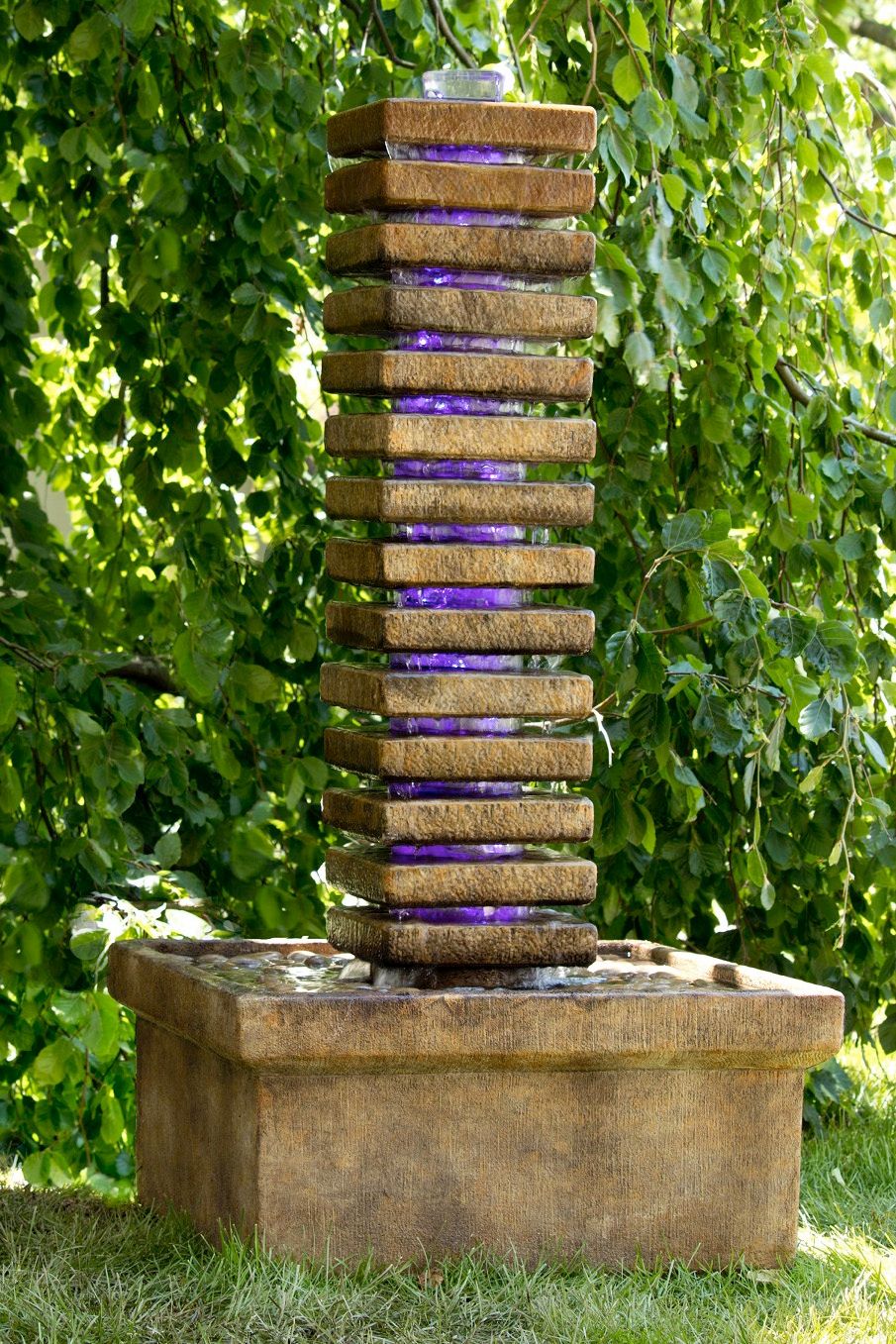 Luminaire Square 57 1/2" Modern Fountain with LED Light Show