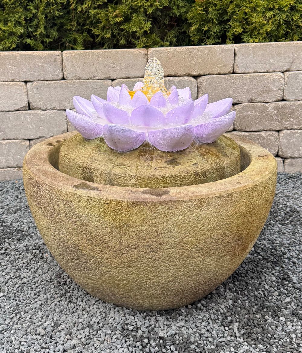 Lotus 17 1/2"H Relic Hi-Tone LED Outdoor Bubbler Fountain