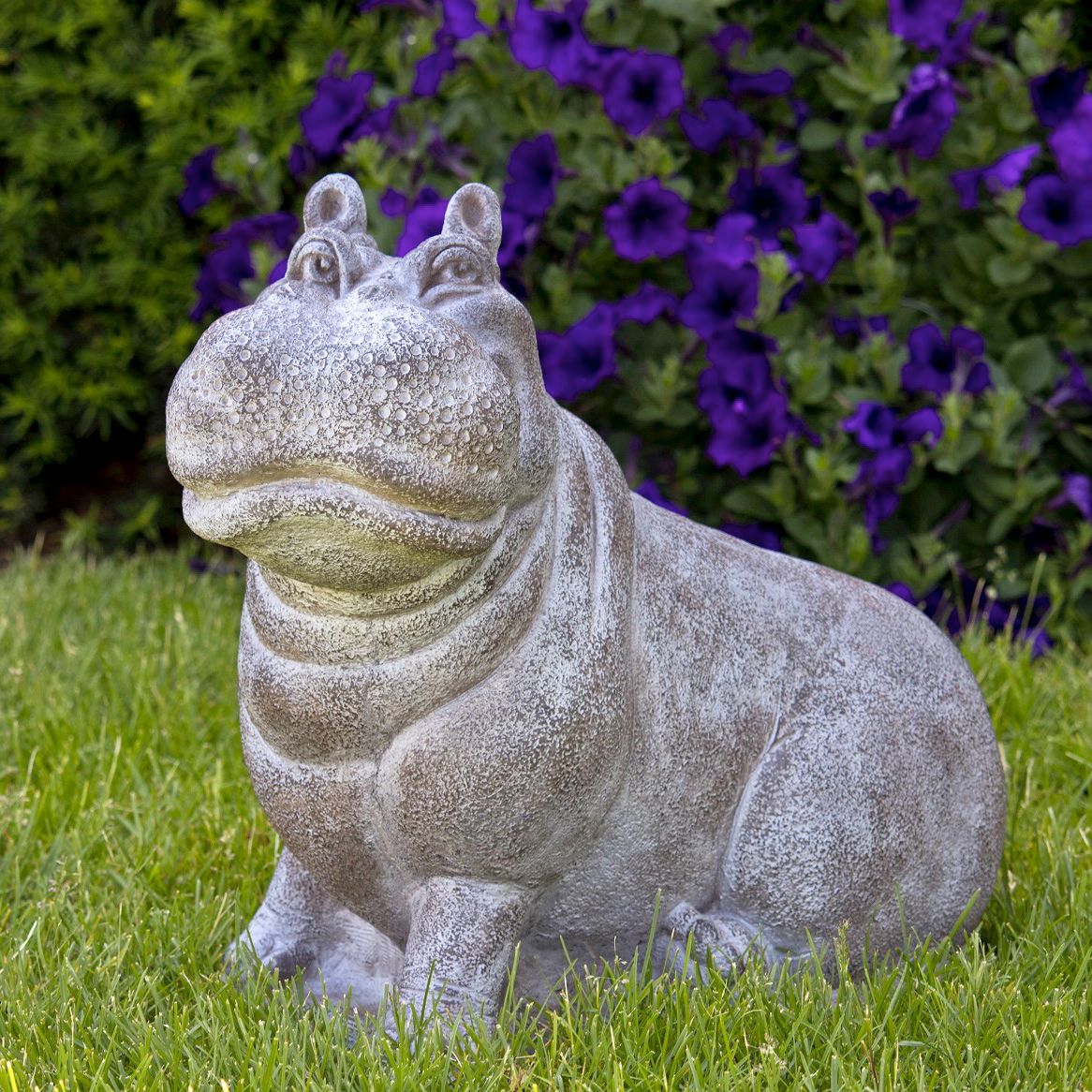Henri the Hippo 17 1/2"H Relic Frosted Mocha Garden Statue