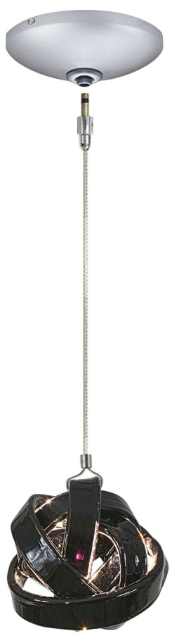 Jesco Envisage VI 6" Wide Black Glass Ribbon Mini Pendant