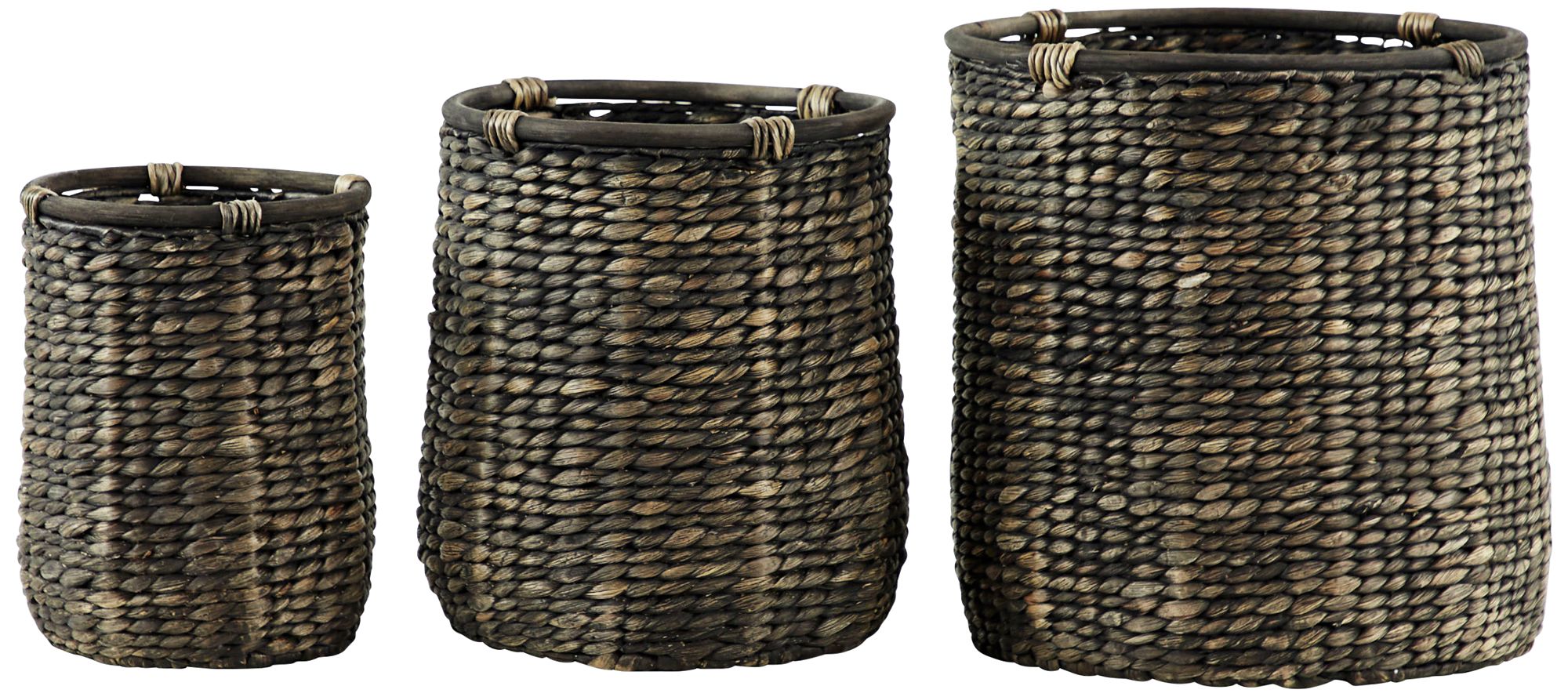 Dark Gray Natural Woven Seagrass Baskets Set of 3 74Y61 Lamps Plus