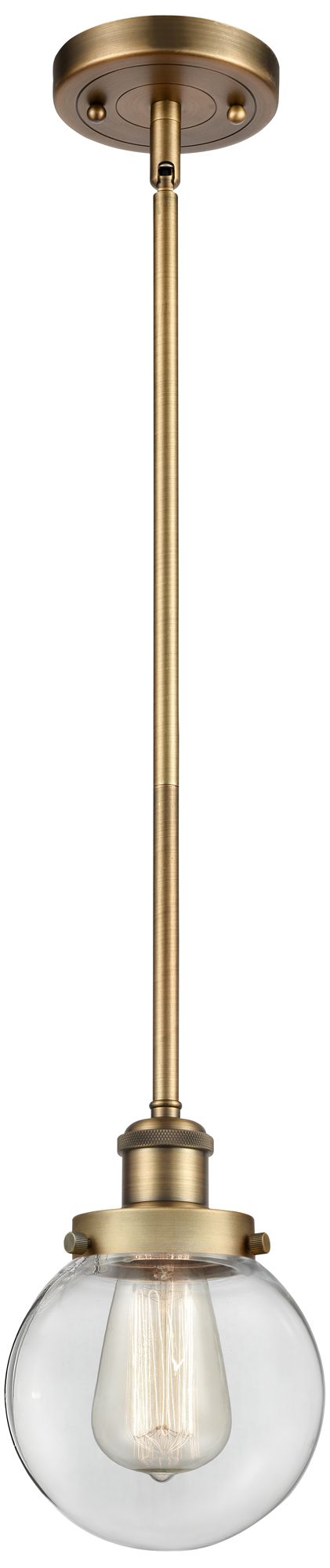 Innovations Lighting Ballston Urban Beacon 6"w Brushed Brass Stem Mini Pendant W/ Clear Sha