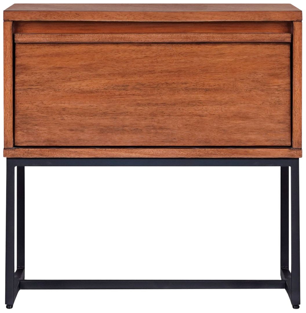 Levi 24" Wide Teak Brown Wood 1-Drawer Nightstand