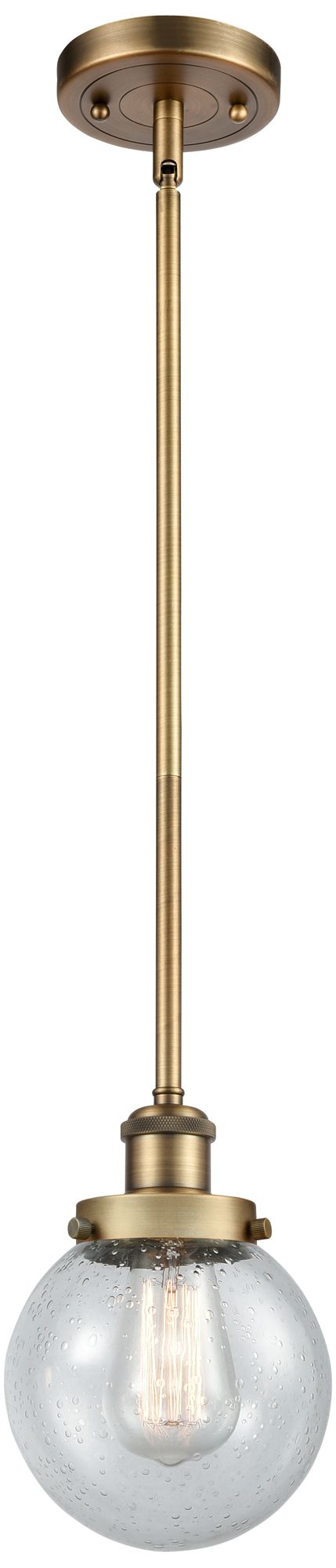 Innovations Lighting Ballston Urban Beacon 6"w Brushed Brass Stem Mini Pendant W/ Seedy Sha