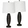 Velma Matte Bronze Resin Table Lamps Set of Two with Convenience Outlet