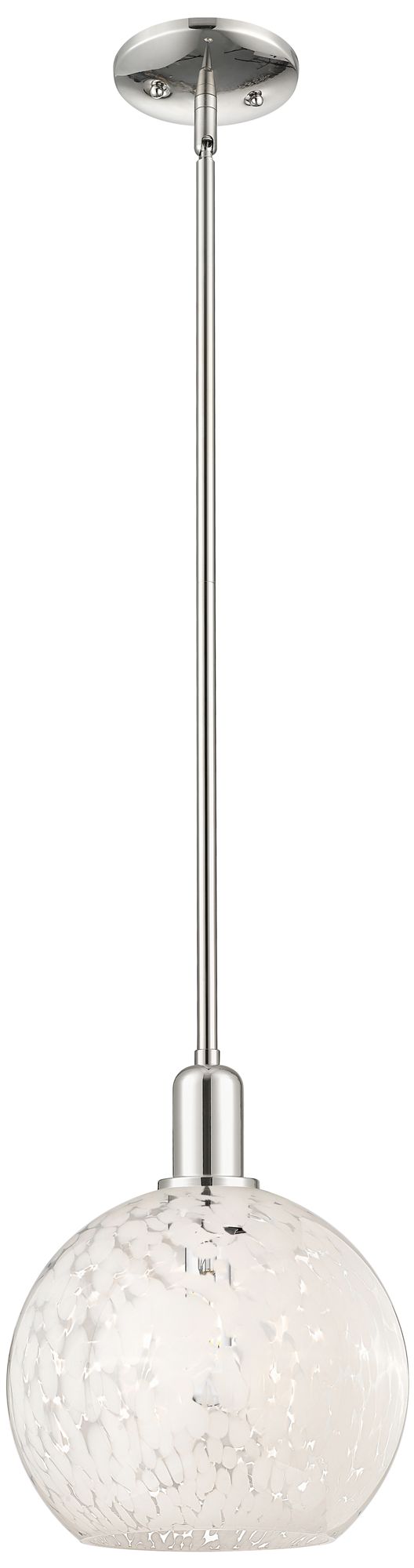 Innovations Lighting Arcadia White Mouchette 10"w Polished Nickel Stem Hung Mini Pendant