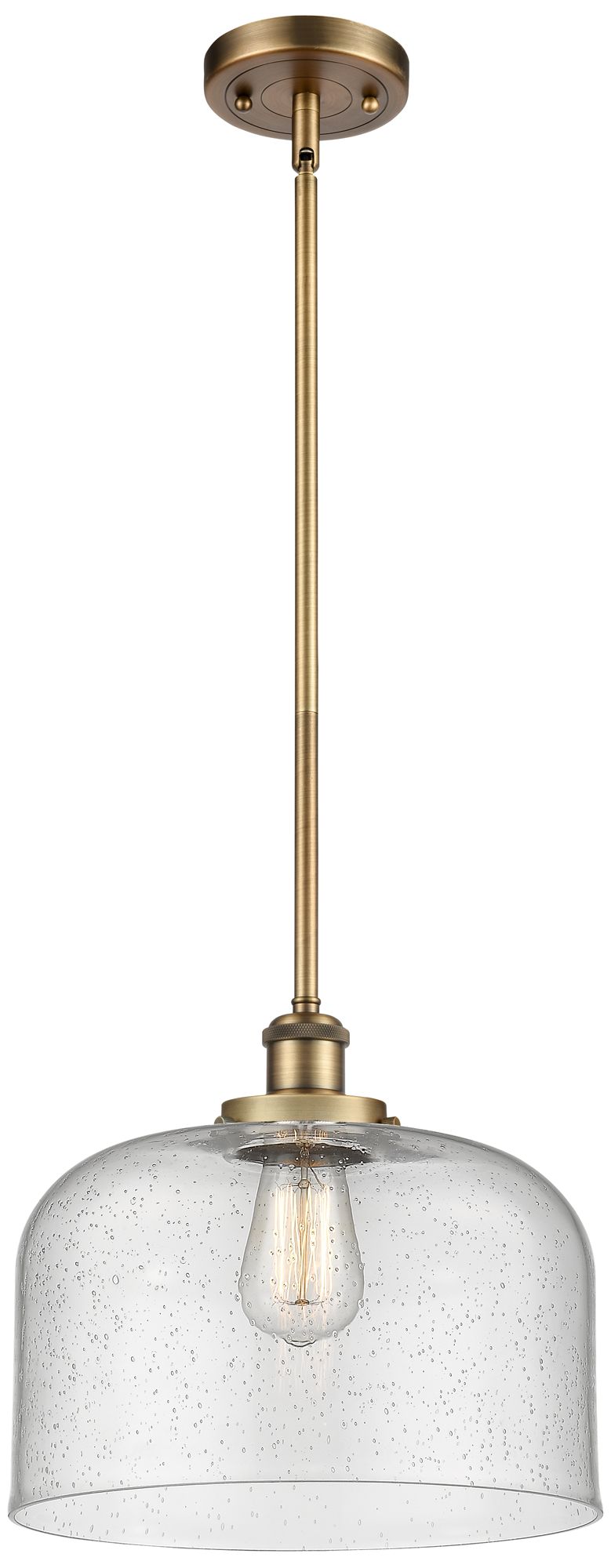 Innovations Lighting Ballston Urban Bell 12"w Brushed Brass Stem Mini Pendant W/ Seedy Shad