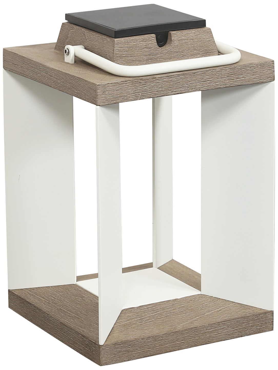 Blade 14 1/2"H White Weathered Teak Wood LED Solar Lantern