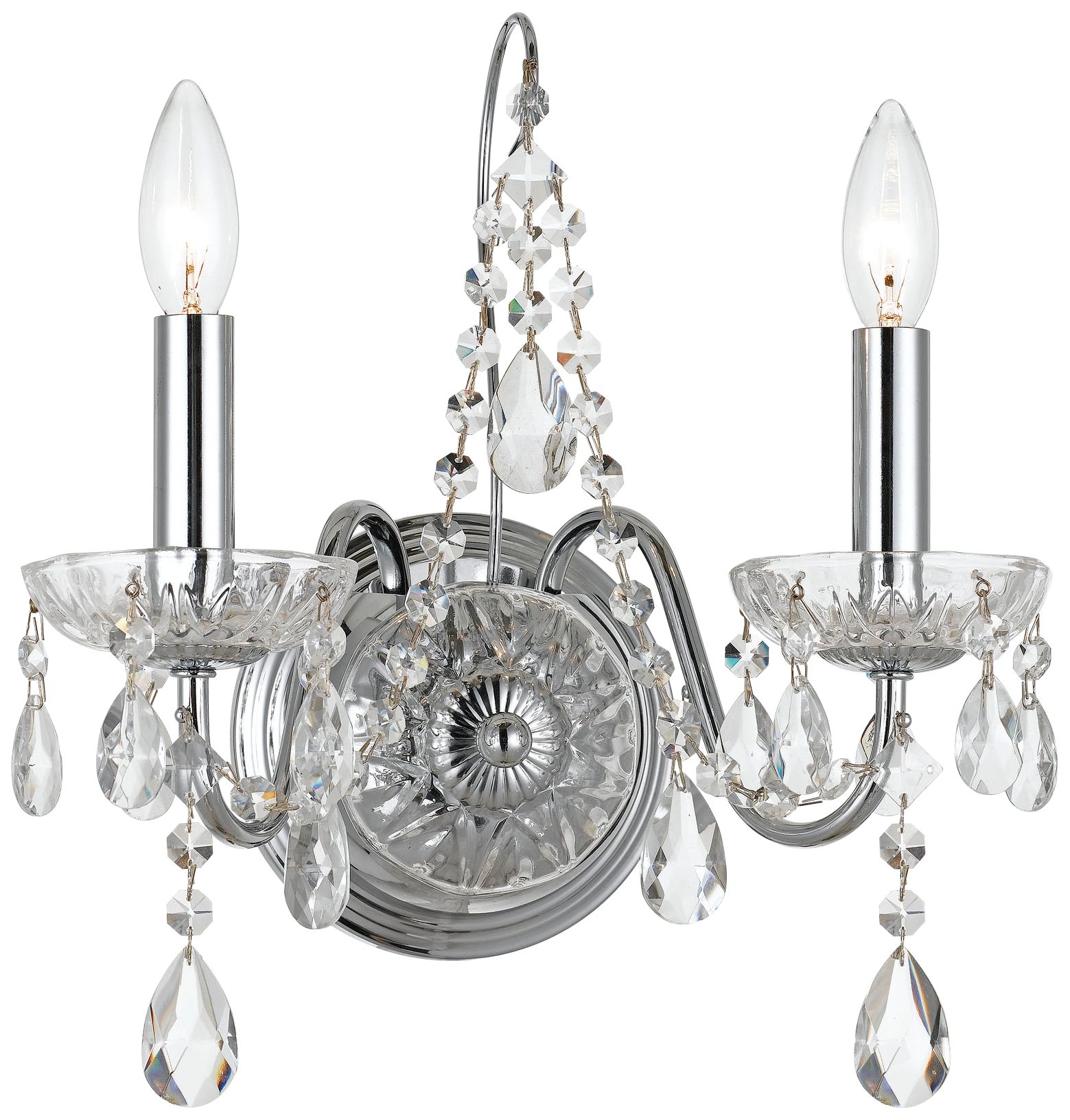 Crystorama Butler 14"H Chrome 2-Light Crystal Wall Sconce