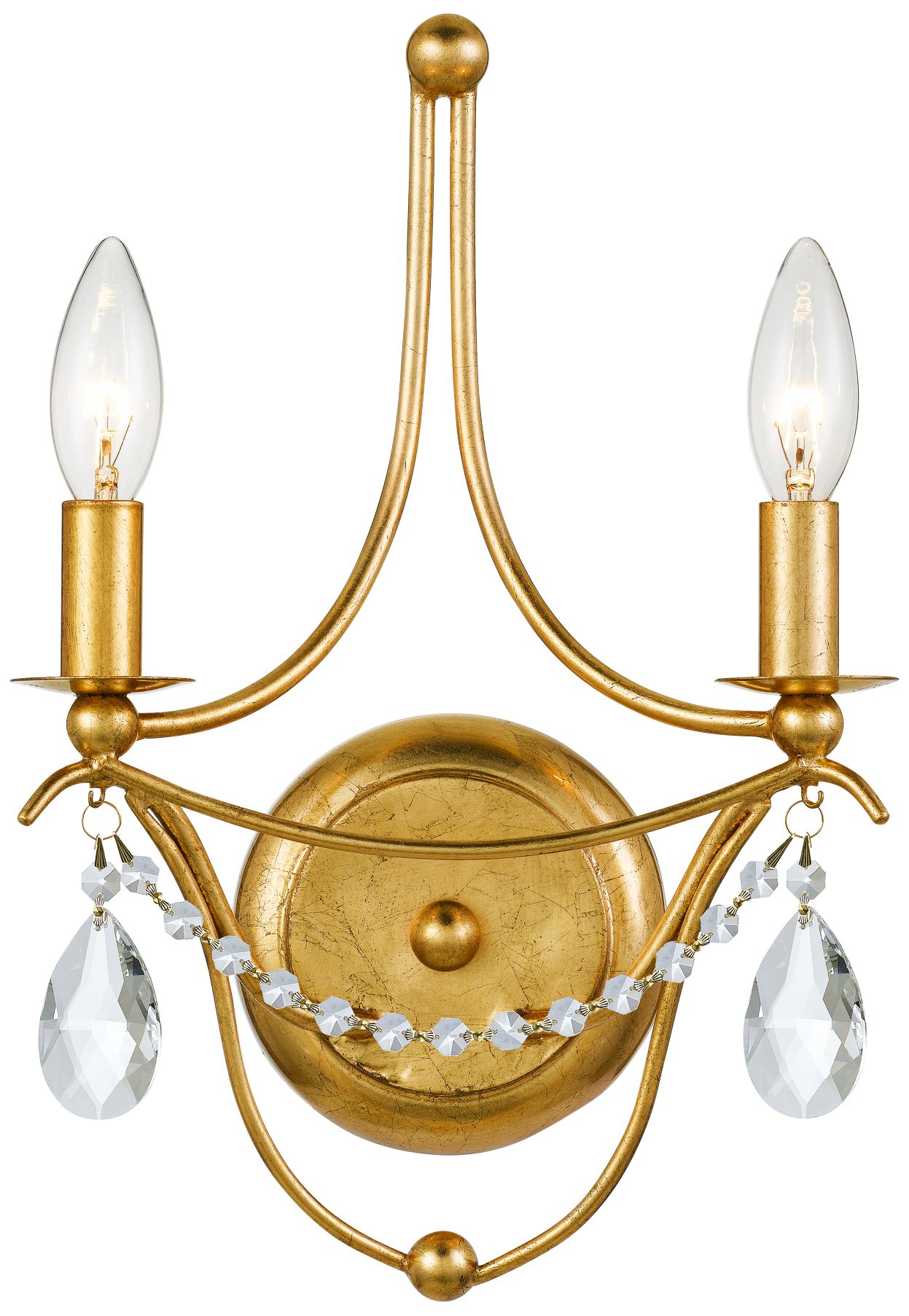 Metro 14 1/2"H Majestic Wood Polished Crystal 2-Light Sconce