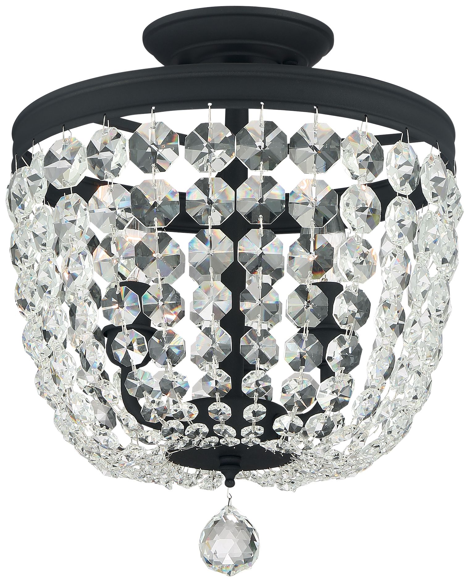 Crystorama Archer 11 1/2" Wide Black Crystal Ceiling Light